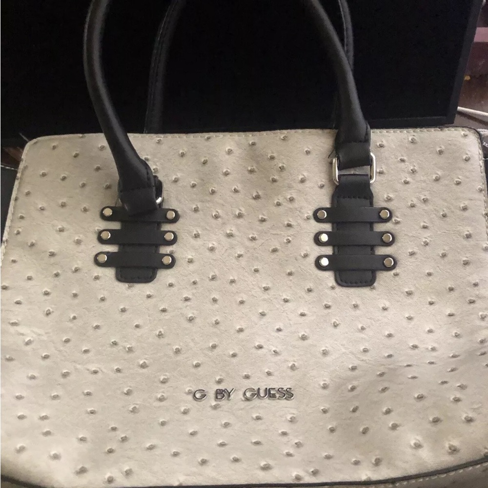 G By Guess Faux Ostrich Skin Purse Light Grayish Color